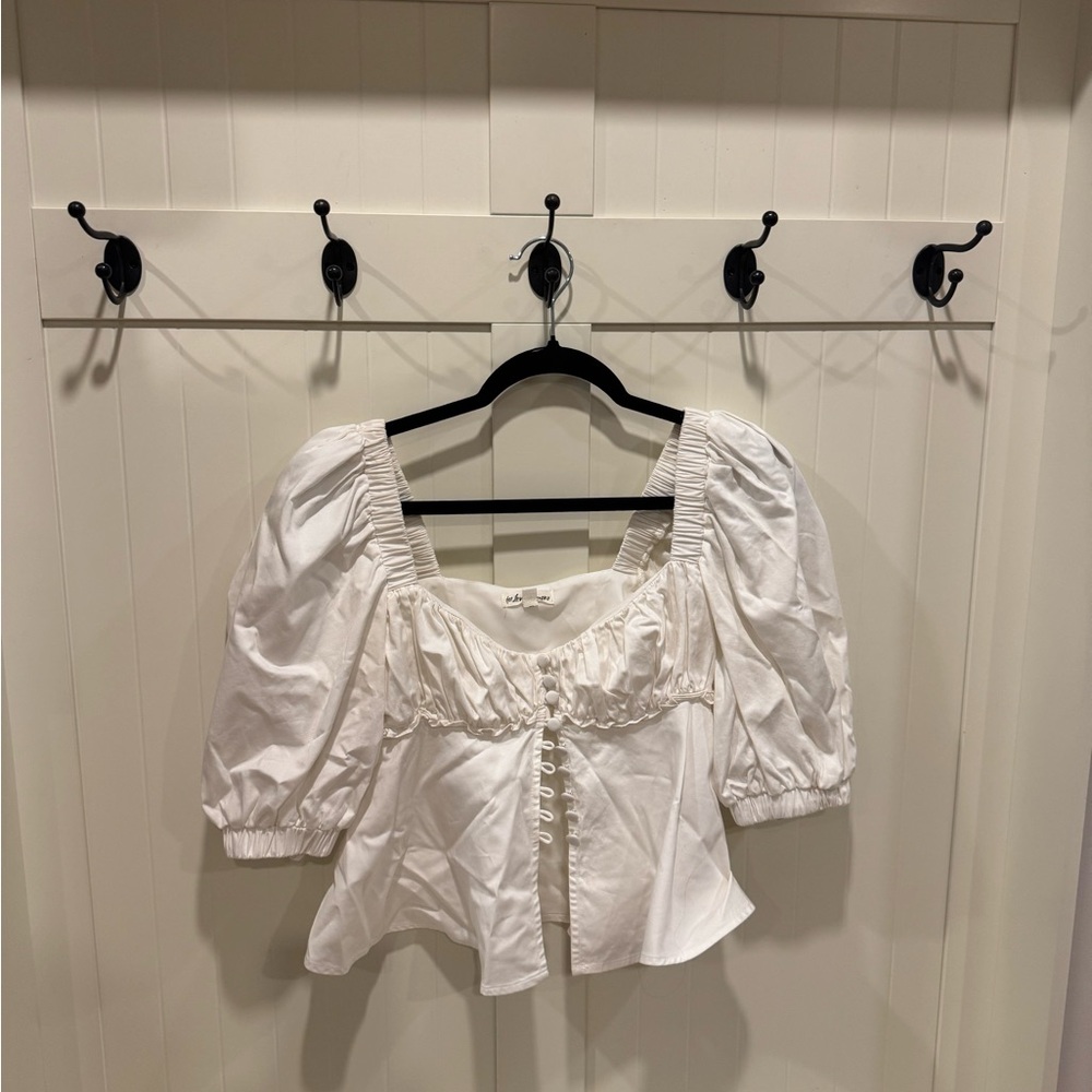 For Love And Lemons White Puff Sleeve Blouse